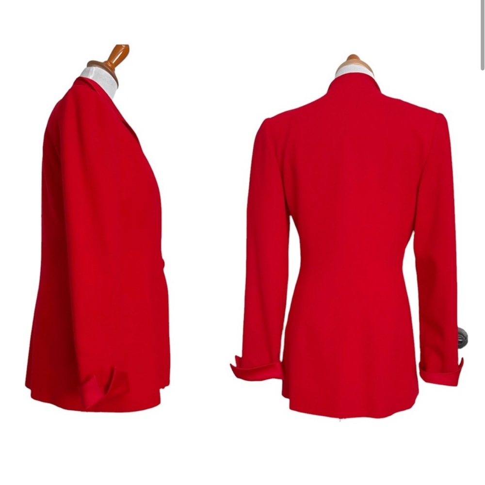 Christian Dior Red Wool Silk Lapel Blazer and Skirt Business Power Suit - Picture 2 of 10